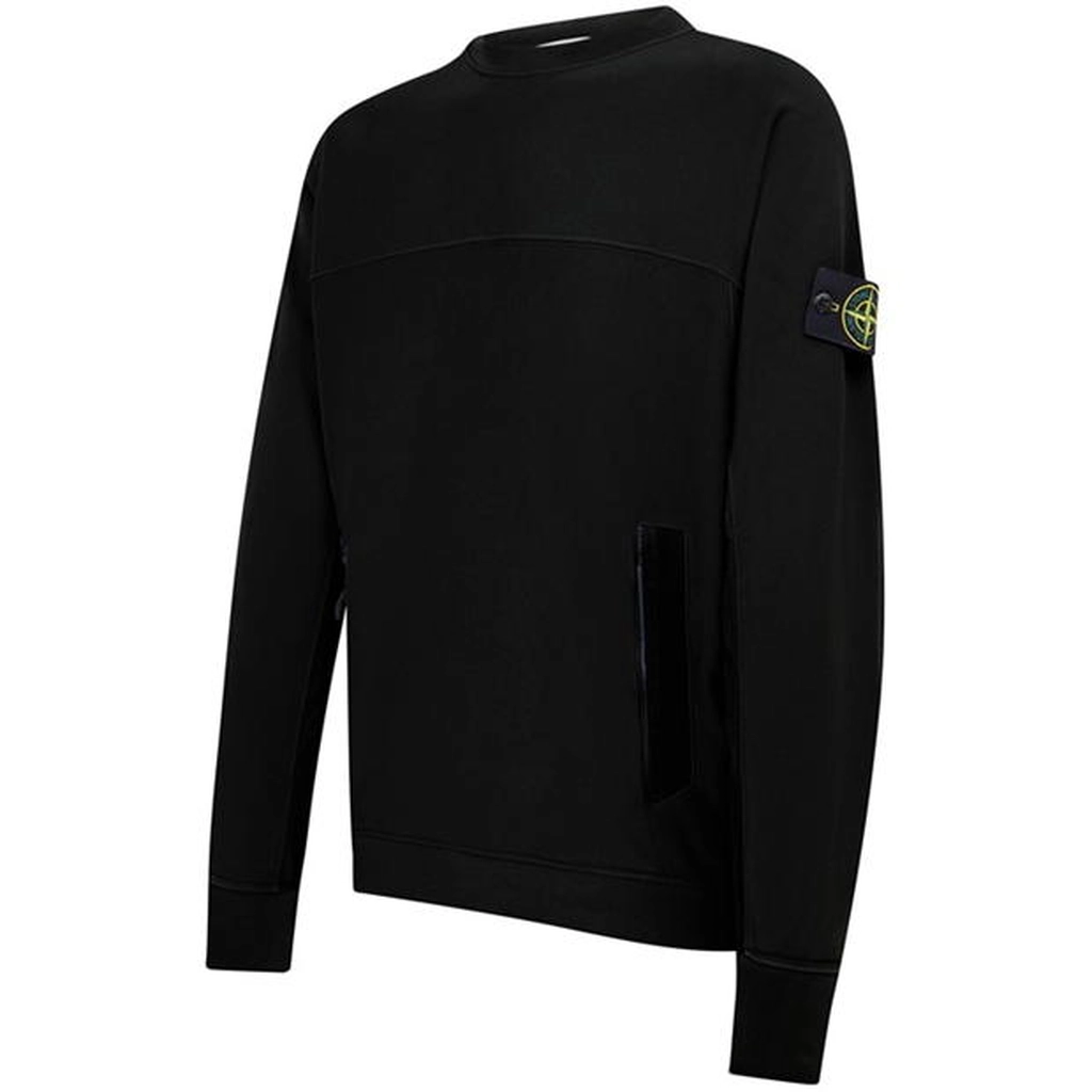 Stone Island Nylon Fleece Crewneck Sweatshirt - Black